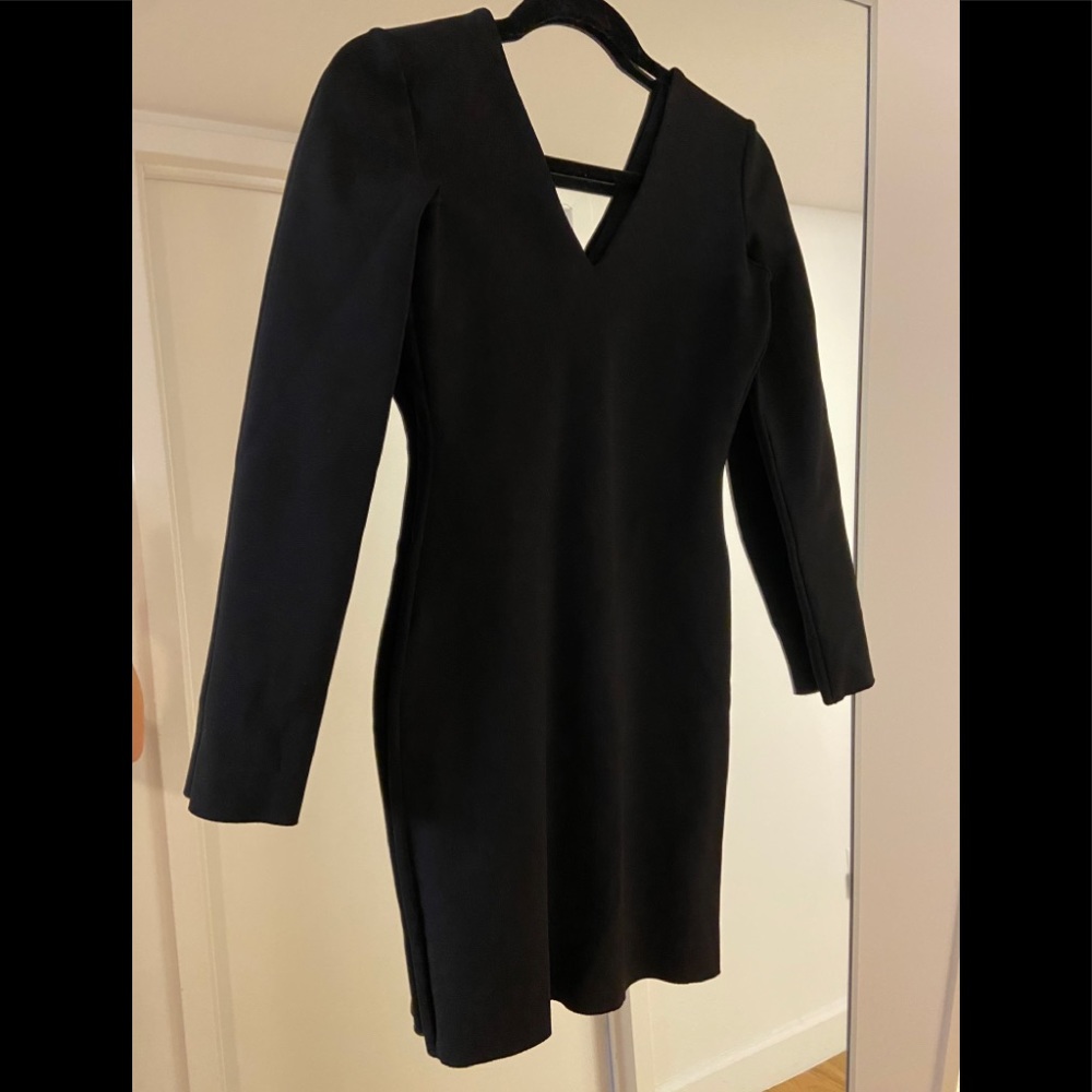 Long sleeved V- neck sheath mini dress, The Row
